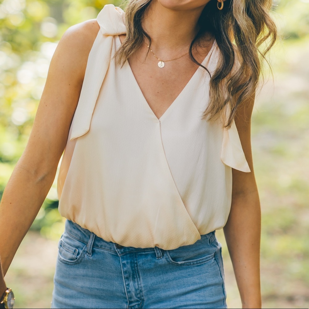 Champagne Shoulder Tie Bodysuit